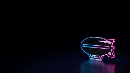 3d glowing neon symbol of symbol of zeppelin isolated on black background © Destrosvet