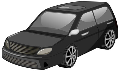 Obraz na płótnie Canvas Black car cartoon style isolated on white background