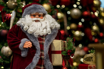 Santa Claus Christmas Decoration With Blurred Background and Lights