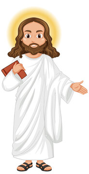 jesus christ cartoon character holding book clip art preview