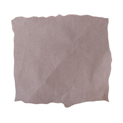 Recycled paper craft sheet on a white background, brown paper torn or ripped pieces of paper isolated on white