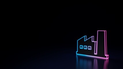 3d glowing neon symbol of symbol of factory isolated on black background © Destrosvet