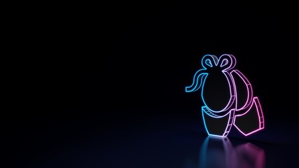 3d glowing neon symbol of symbol of balerina shoes isolated on black background © Destrosvet