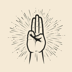 Scout symbol hand gesture. Scouting symbol vector illustration - obrazy, fototapety, plakaty