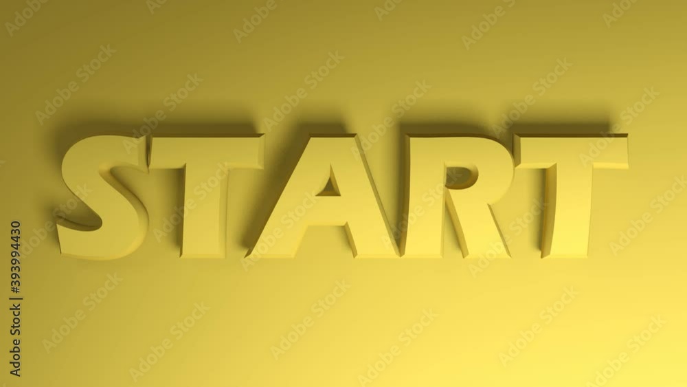 Poster the the yellow write start passing from right to left on yellow background - 3d rendering video clip