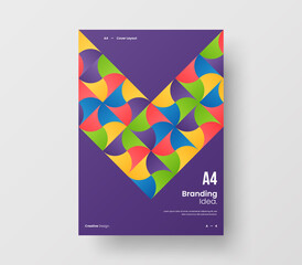 Vertical corporate identity A4 report cover. Abstract geometric vector business presentation design layout. Amazing company front page illustration brochure template.