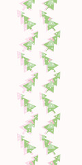 Dancing Christmas tree vertical border with stars. Abstract geometric seamless pattern for wrapping paper, interior decoration and stationery.