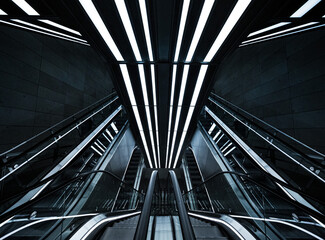 light details of a subway tunnel