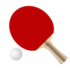 Ping pong paddle and ball, 3d vector illustration