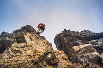 Rock climbing in Coyhaique, Chilean Patagonia.