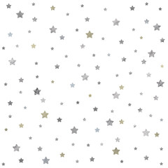 Fototapeta na wymiar white background of silver gray gold black stars
