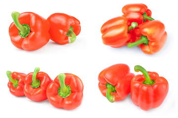 Collection of bulgarian peppers over a white background