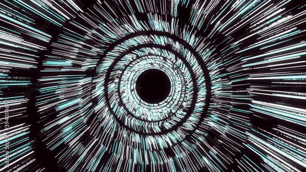 Poster abstract rotating black sphere surrounded by millions of rays. animation. motion graphics with space