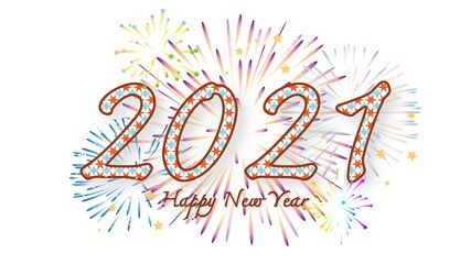 2021 Happy New year  on white background