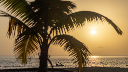 Obraz na płótnie Canvas Coucher de soleil sur la côte caraïbe de la Martinique.