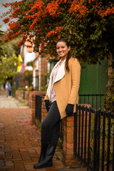 Woman posing in a beauty street