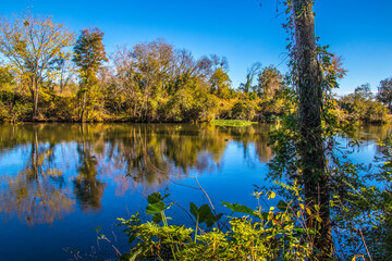 View of a river and Fall foliage