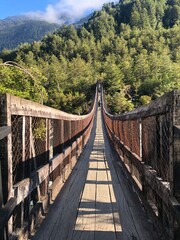 Fototapeta na wymiar wooden bridge in the mountains