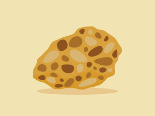 Conglomerate rock specimen illustration. Sedimentary rock .