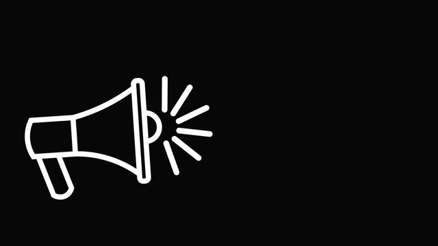 Black and White technology Sound Icon audio music speaker. 4K Vector Animation  of an animated vector speaker icon for web digital
Symbol of Audio technology, music, and sound.