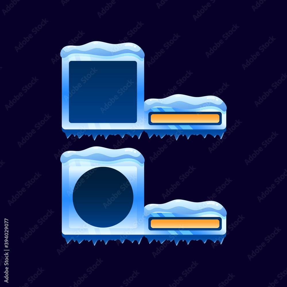 Poster set of winter christmas game ui border avatar frame with bar for gui asset elements
