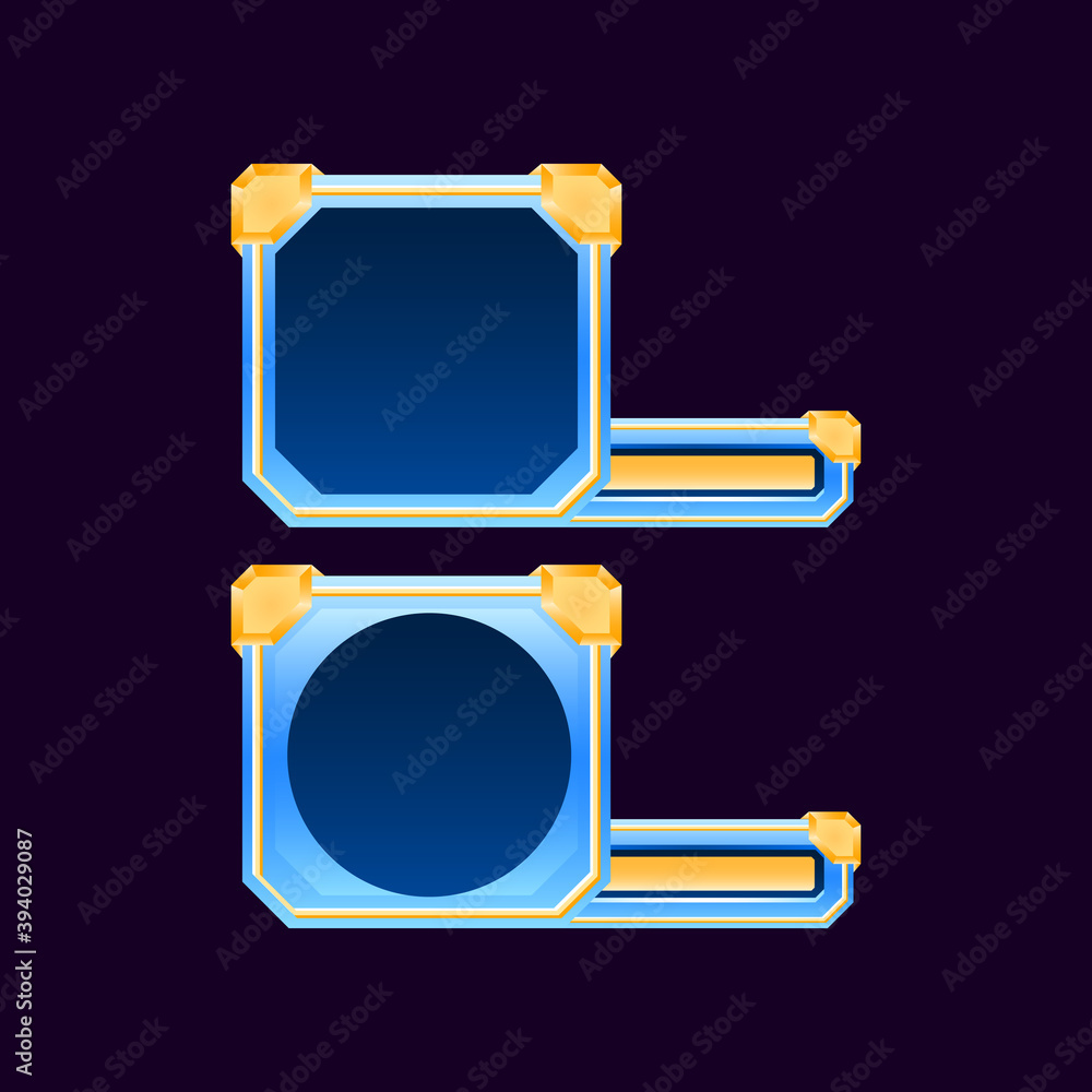 Poster set of diamond gold game ui border avatar frame with bar for gui asset elements