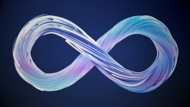 Infinity symbol appears of multiple optical fiber lines.
Abstract background with infinity sign. Digital background. 4k, Ultra HD 3840x2160
