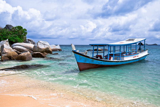 travel destination in Belitung beach, Bangka Belitung, Indonesia on 2015
