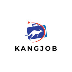 
kangaroo job logo design with simple style