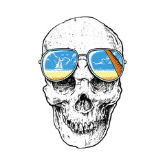 Skull Horror Summer Beach Holiday Graphic Illustration Vector Art T-shirt Design