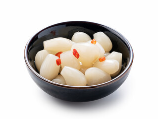 Japanese Rakkyo placed on a white background