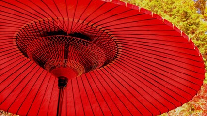 Red Japanese paper umbrella.
Janome-umbrella. 