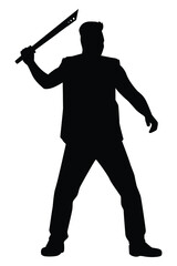 Thug man with knife silhouette vector