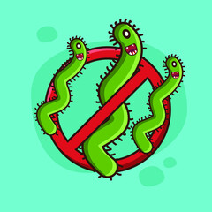 Fototapeta premium A small virus that looks like a worm. Bacteria that live in the human body. Protect your body from harmful bacteria and viruses