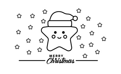 happy merry christmas santa claus line style icon