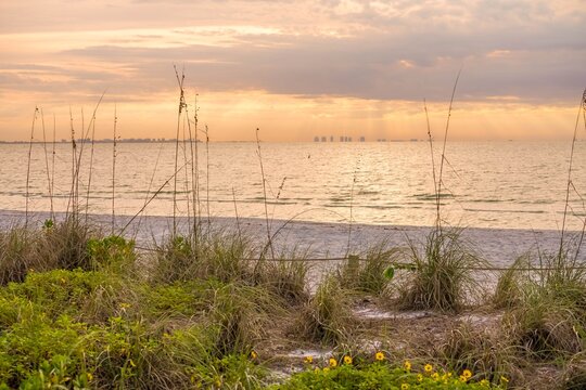 Sunrise on the beach at Sanibel Island in Florida before Hurricane Ian