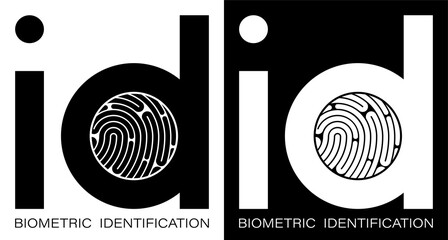 ID fingerprint icon for mobile identification apps. Biometric identification of human data. Unique pattern on finger. Search devices for scanning data. Vector