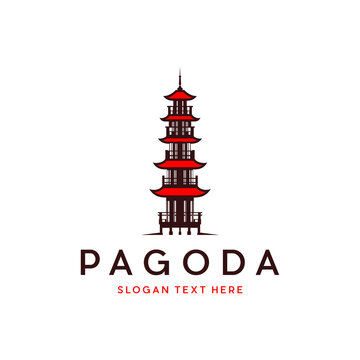 Pagoda logo Abstract illustration flat, pagoda building logo creative unique