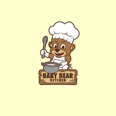Logo Baby Bear Kitchen Mascot Icon Character Vector