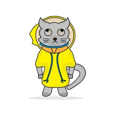 minimalist cat jacket design, 2-dimensional flat cute cat design