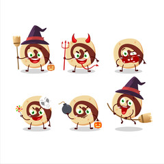 Halloween expression emoticons with cartoon character of spiral biscuit