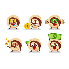 Spiral biscuit cartoon character with cute emoticon bring money