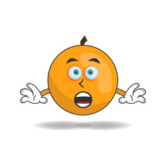 Orange mascot character with shocked expression. vector illustration
