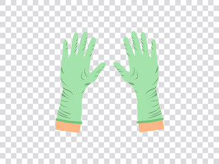 illustration vector graphic of green latex medical gloves isolated on transparent background. Transparent grid. vector illustrations transparent grid style background. vector illustration eps10.