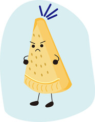 cartoon of biscuit with angry expression