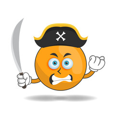 Fototapeta premium The Orange mascot character becomes a pirate. vector illustration