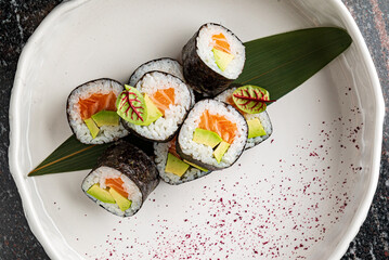 sushi set on the white plate