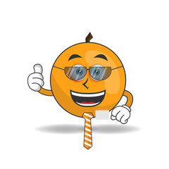 The Orange mascot character becomes a businessman. vector illustration