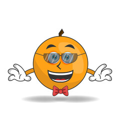 The Orange mascot character becomes a businessman. vector illustration