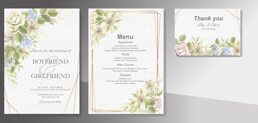 Elegant beautiful floral and wedding invitation